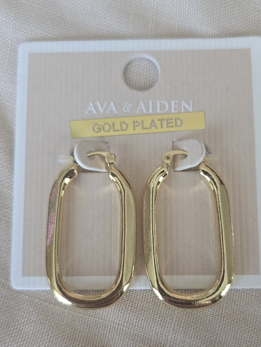 Ava & Aiden Shiny Gold Open Oval Drop Earrings